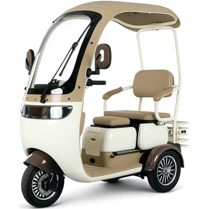 Elektrinis triratis su stogu E-GO X3 rudas Elektrinis triratis su stogu E-GO X3 rudas
